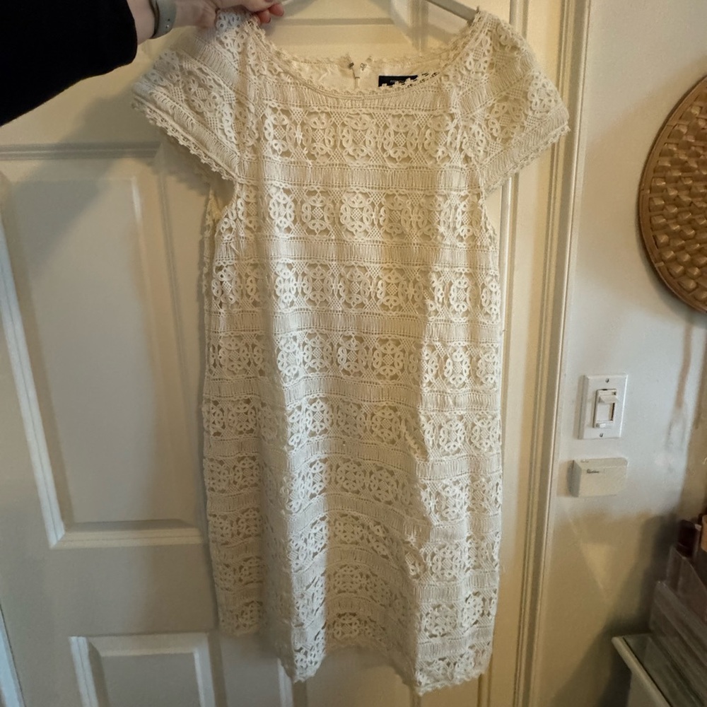 French Connection Ivory Lace Shift Dress (10)
